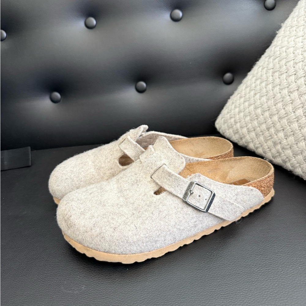 Birkenstock Gray Mules & Clogs with Adjustable Buckle